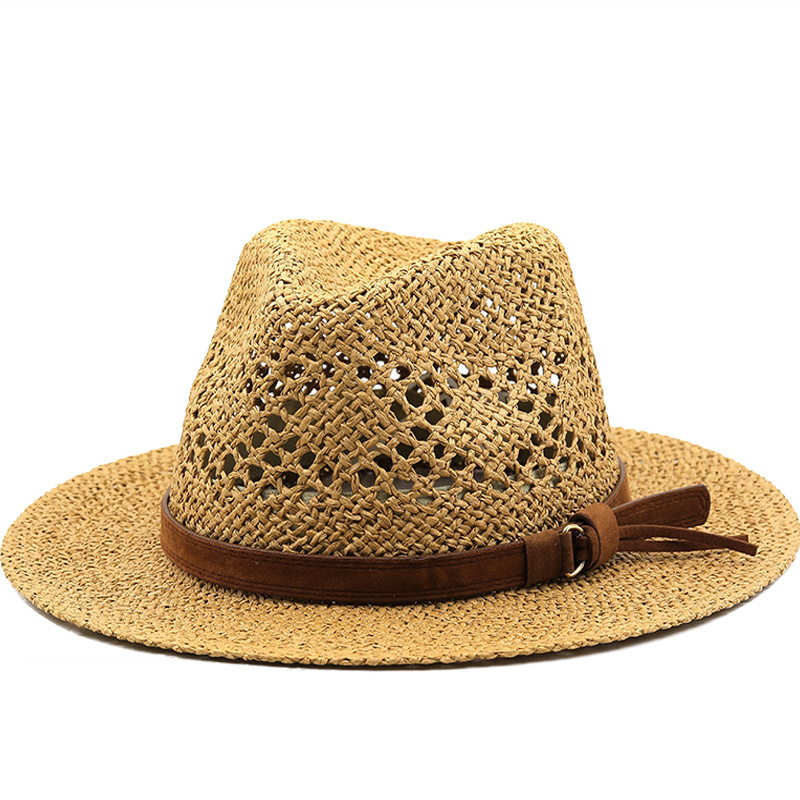 Hollow Men Raffia straw hat St - Cowboy Hat Straw 评论和价格