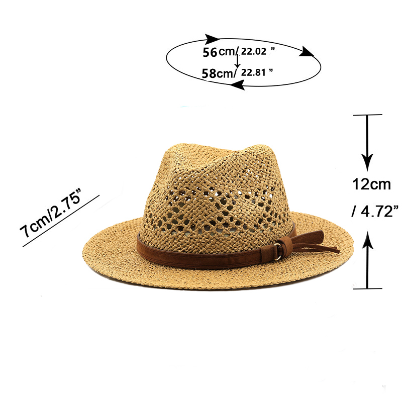 Hollow Men Raffia straw hat St - Cowboy Hat Straw 评论和价格