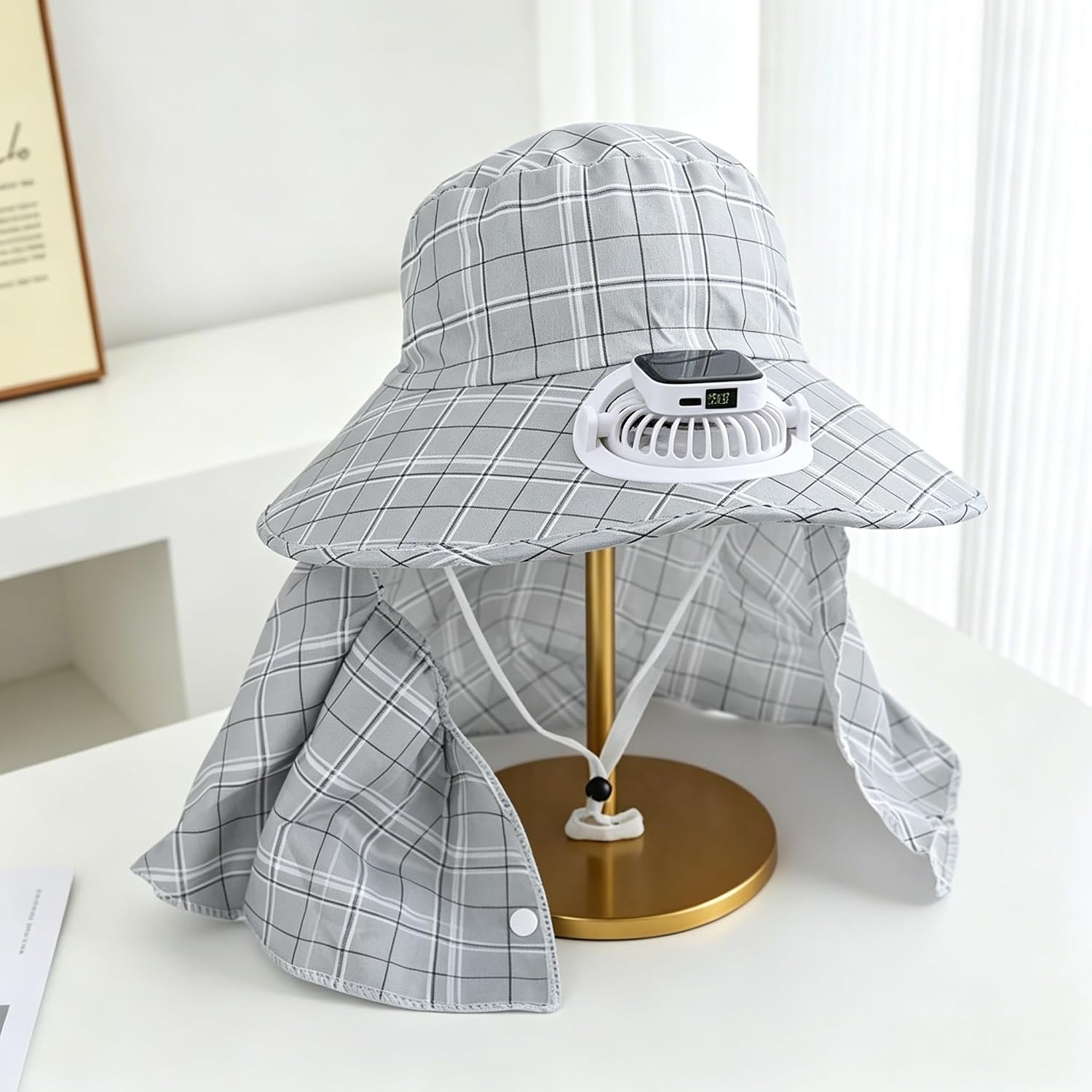 1PC Solar Power Neck Guard Fan - Visor Sun Hat 评论和价格