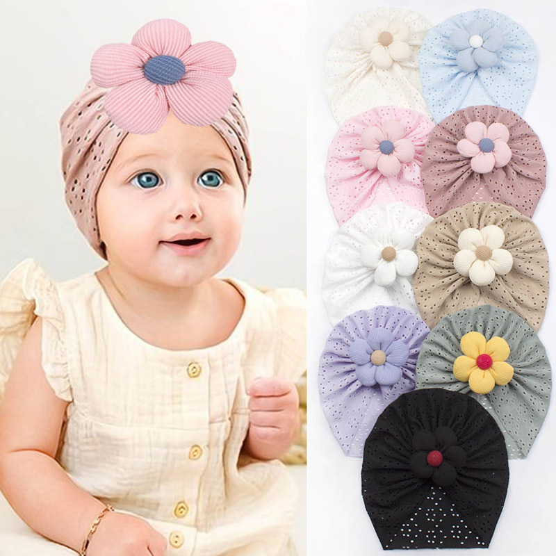 3D Flower Baby Turban Cap Summ - Dad Hat Cotton 评论和价格