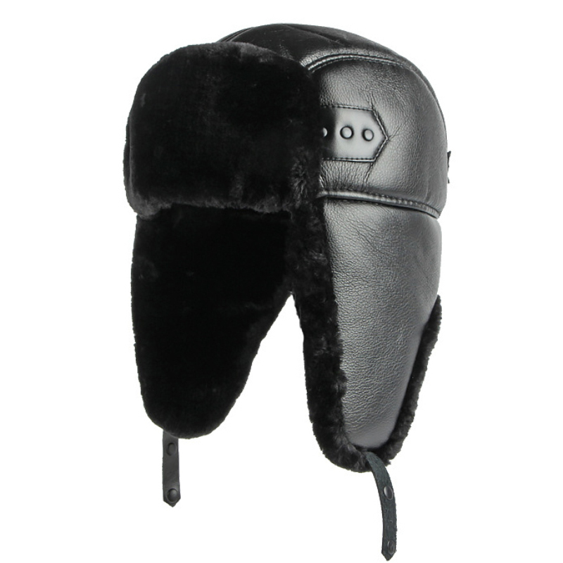 HT4002 New PU Leather Russian  - Winter Trapper Hat 评论和价格