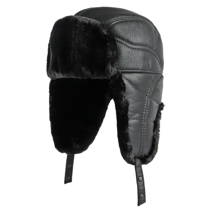 HT4002 New PU Leather Russian  - Winter Trapper Hat 评论和价格