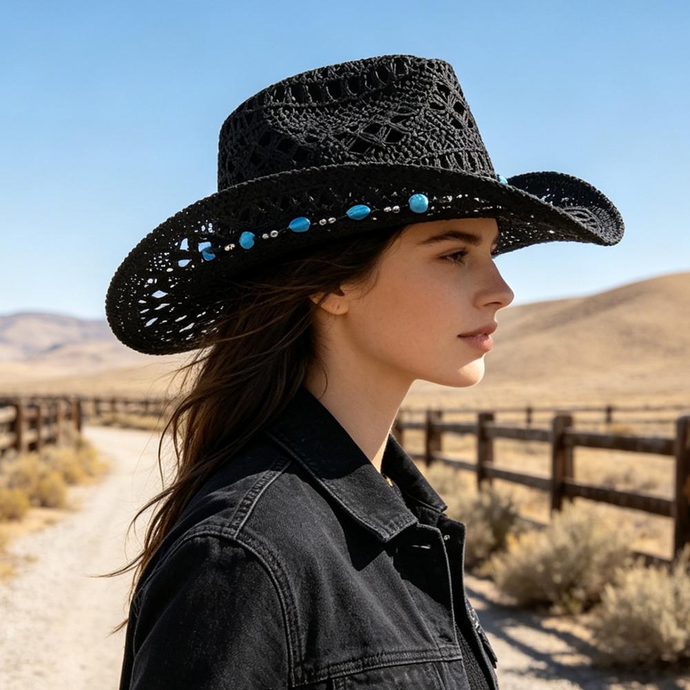 Wide Brim Cowboy Hat Western S - Cowboy Hat Straw 评论和价格