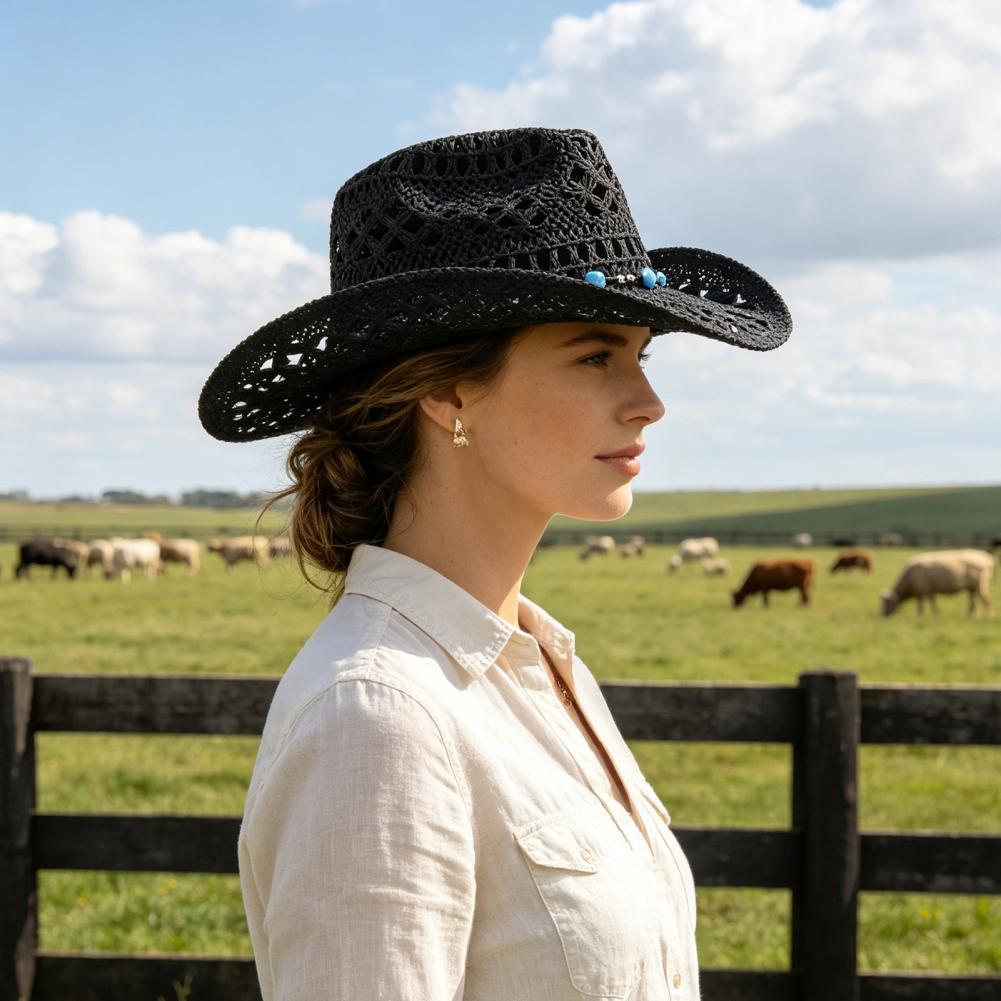 Wide Brim Cowboy Hat Western S - Cowboy Hat Straw 评论和价格