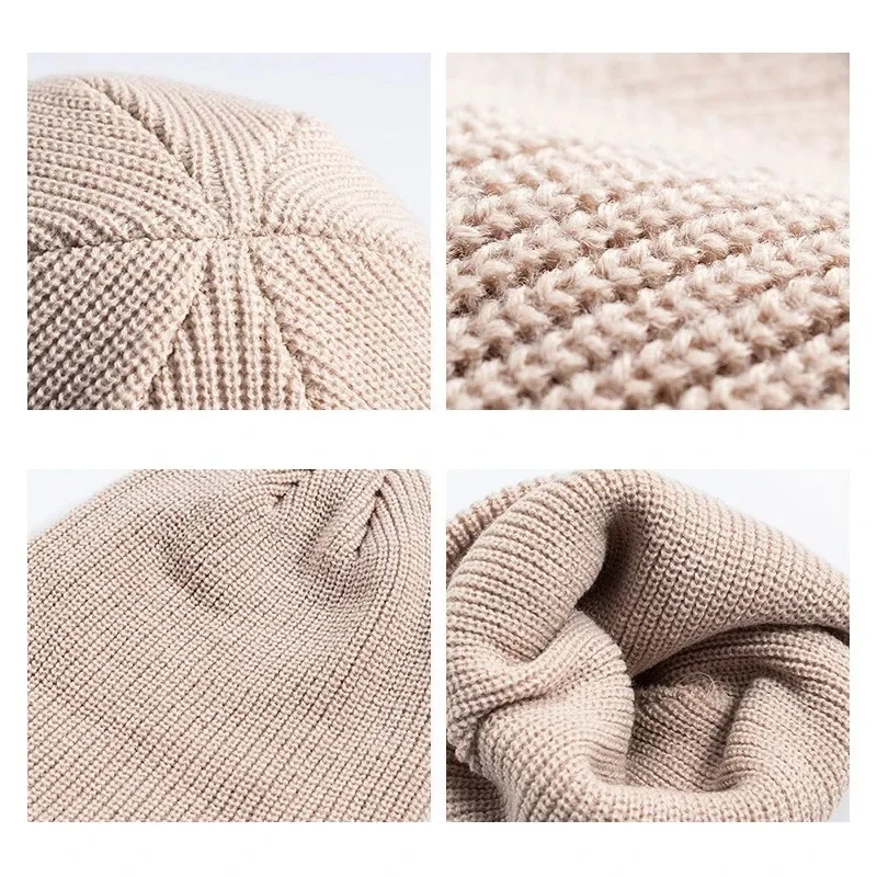 Winter Knitted Hat Warm Outdoo - Beanie Cuffed Knit 评论和价格