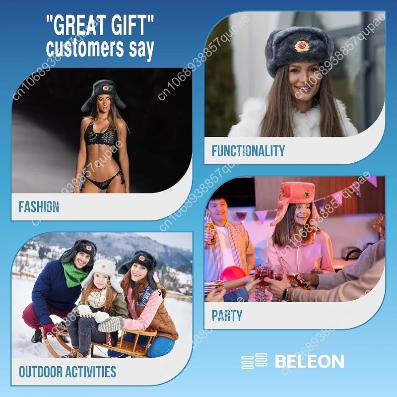 BELEON Ushanka Russian Fur Hat - Winter Trapper Hat 评论和价格