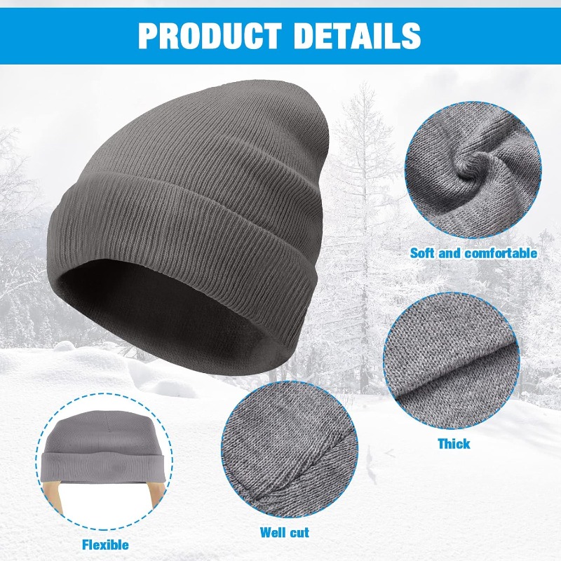 1pc Winter Warm Thick Beanie H - Beanie Cuffed Knit 评论和价格