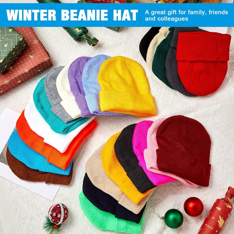 1pc Winter Warm Thick Beanie H - Beanie Cuffed Knit 评论和价格