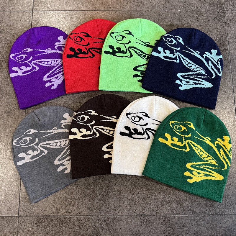 Tree Frog Print Beanie Men Wom - Beanie Cuffed Knit 评论和价格