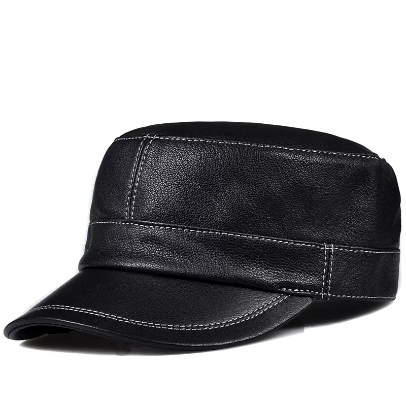 Trendy Lambskin Leather Flat T - Baseball Cap Structured 评论和价格
