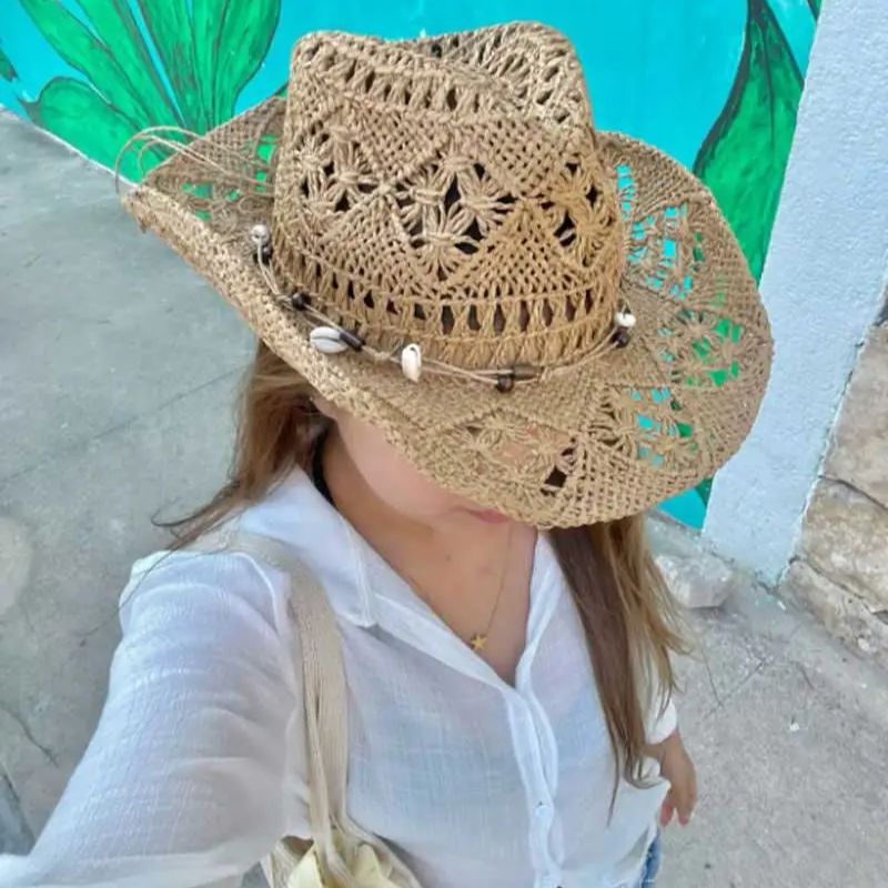 Summer Straw Hat Beach Women M - Cowboy Hat Straw 评论和价格