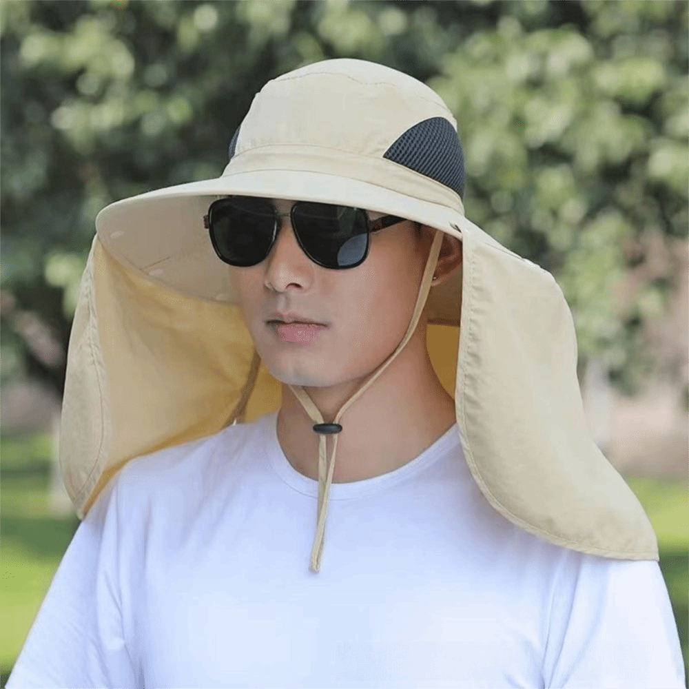 Removable Cloth Men Sun Hat Bi - Visor Sun Hat 评论和价格
