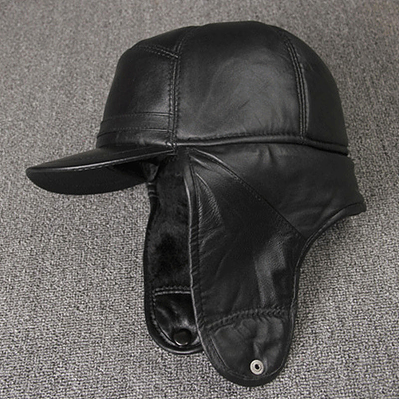 Genuine Leather caps Winter Wa - Winter Trapper Hat 评论和价格