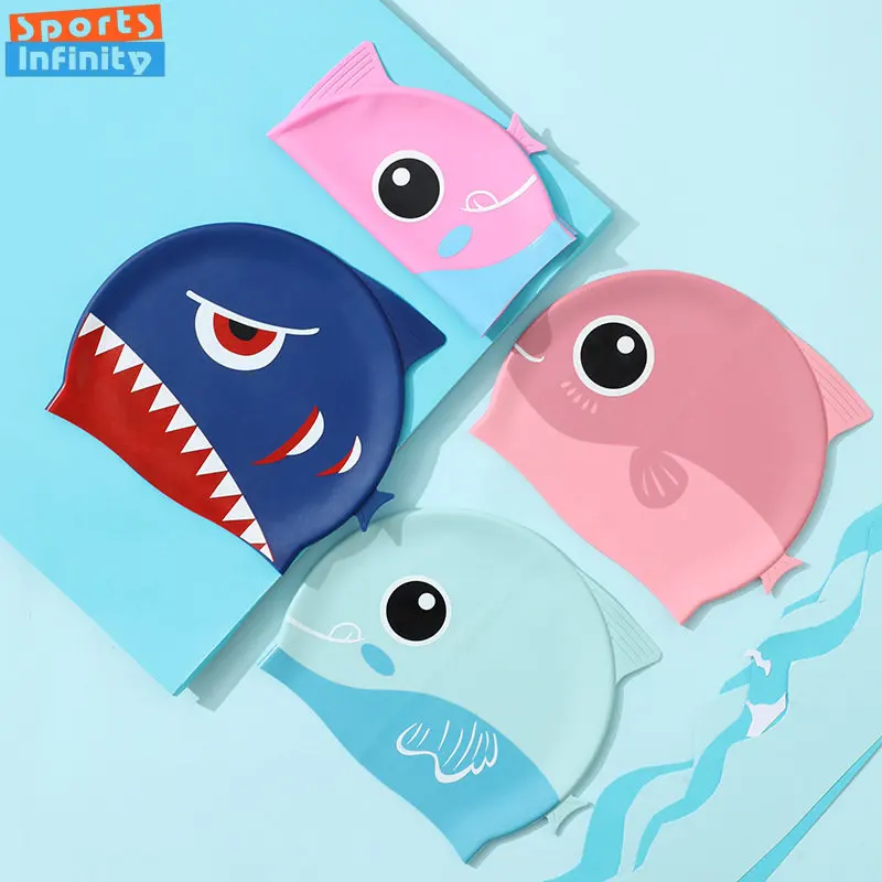 Cartoon Cute Fish Shark Silico - Swim Hat Silicone 评论和价格